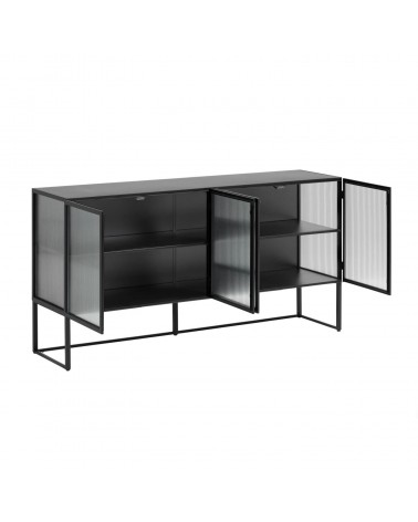 Trixie steel sideboard with 4 doors in a black painted finish, 160 x 81 cm