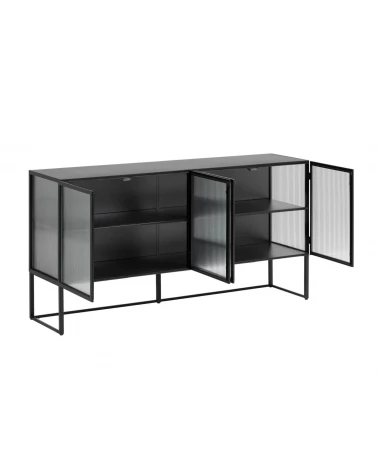 Trixie steel sideboard with 4 doors in a black painted finish, 160 x 81 cm