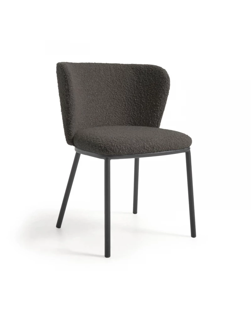 Ciselia chair with black shearling and black metal