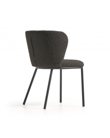 Ciselia chair with black shearling and black metal