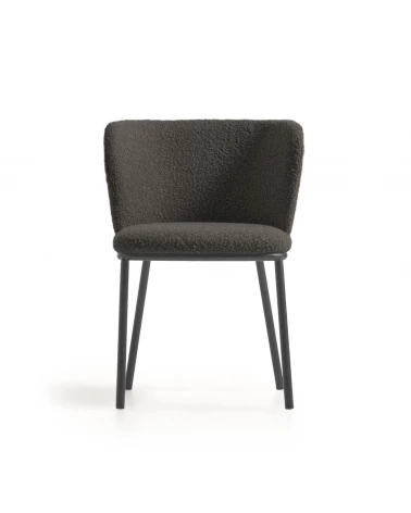 Ciselia chair with black shearling and black metal