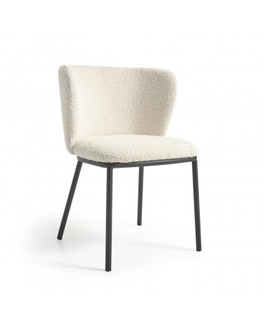 Ciselia chair with white fleece and black metal