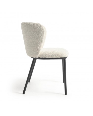 Ciselia chair with white fleece and black metal