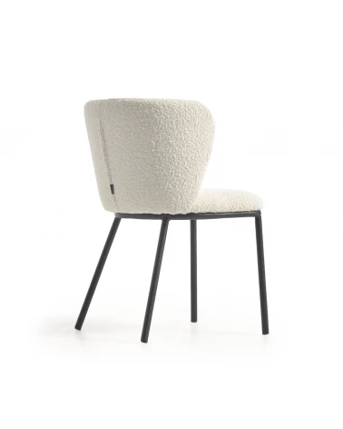 Ciselia chair with white fleece and black metal