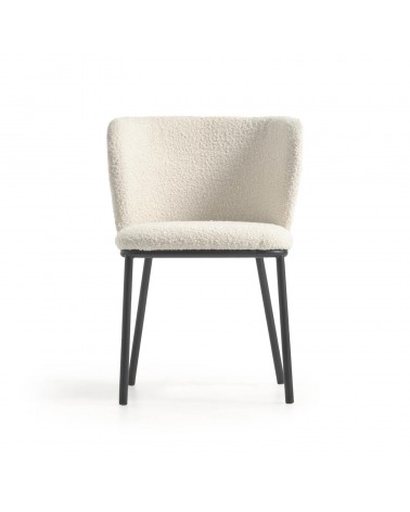 Ciselia chair with white fleece and black metal