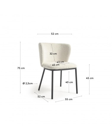 Ciselia chair with white fleece and black metal