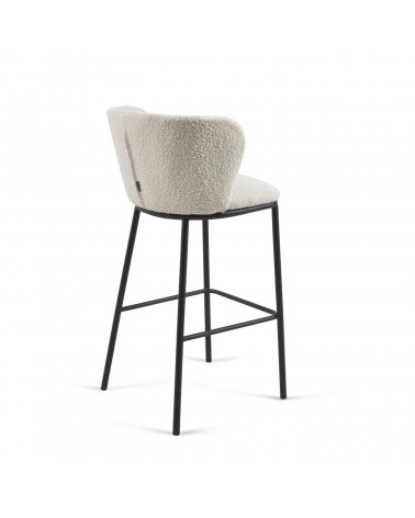 Ciselia stool with white fleece and black metal, height 75 cm