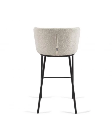 Ciselia stool with white fleece and black metal, height 75 cm