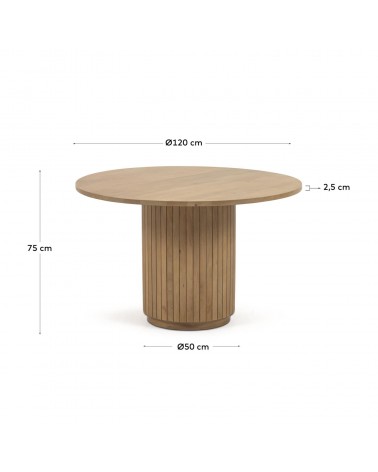 Licia round table made from solid mango wood with natural finish Ø 120 cm