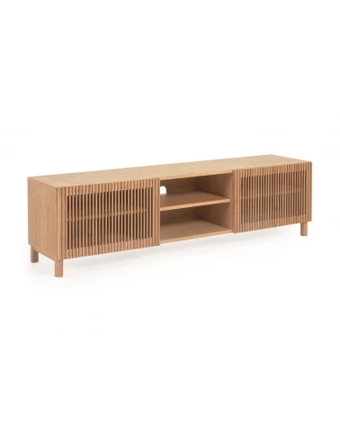 Beyla solid oak and oak veneer 2 door TV stand, 180 x 49.5 cm FSC 100%