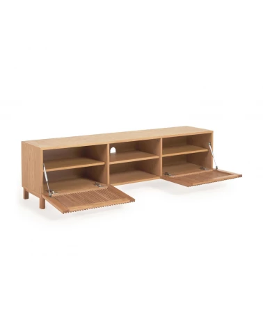 Beyla solid oak and oak veneer 2 door TV stand, 180 x 49.5 cm FSC 100%