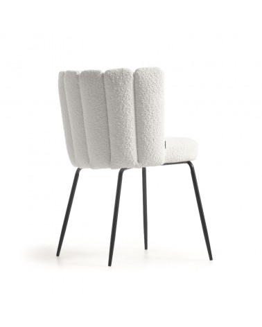 Aniela chair with white fleece and metal with black finish