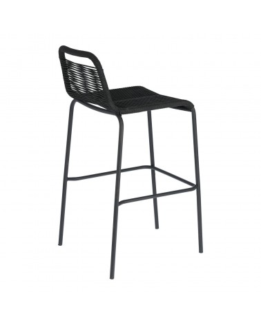 Lambton stool in black rope and black finish steel 74 cm