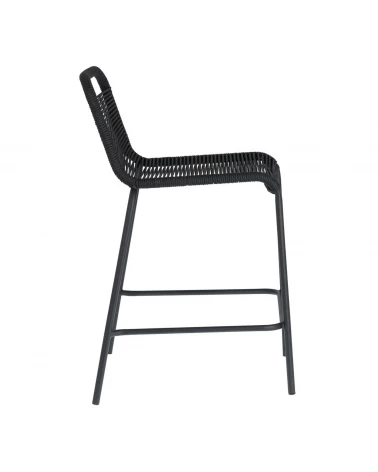 Lambton stool in black rope and black finish steel 62 cm