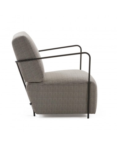 Gamer armchair in houndstooth pattern with steel in a black finish