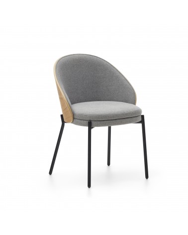 Eamy light grey chair in an ash wood veneer with a natural finish and black metal