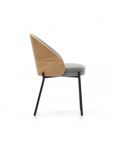 Eamy light grey chair in an ash wood veneer with a natural finish and black metal