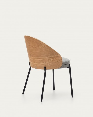 Eamy light grey chair in an ash wood veneer with a natural finish and black metal