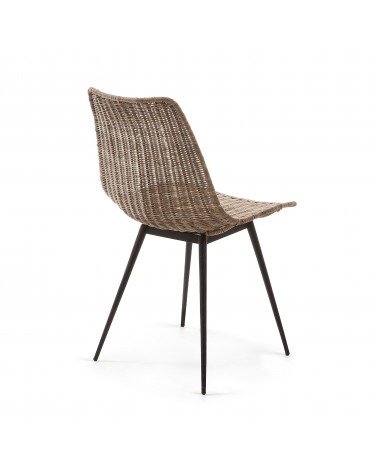 Equal chair made from rattan, with black finished steel legs