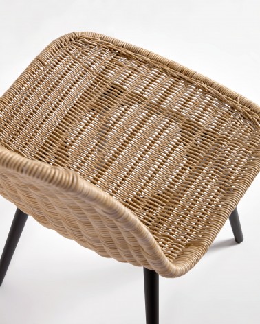 Equal outdoor chair in synthetic rattan with aluminium legs in a black finish