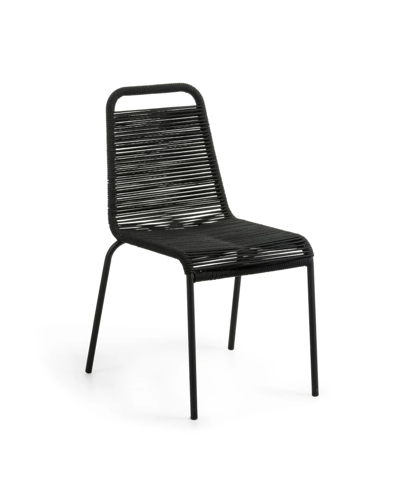 Lambton stackable chair in black rope steel with black finish