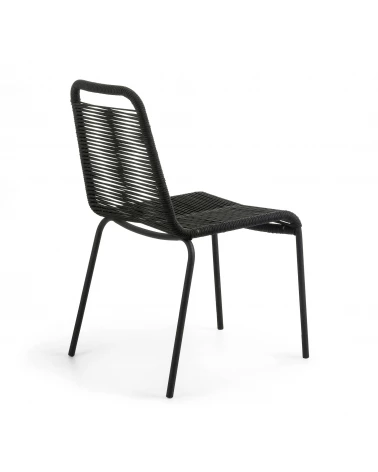 Lambton stackable chair in black rope steel with black finish