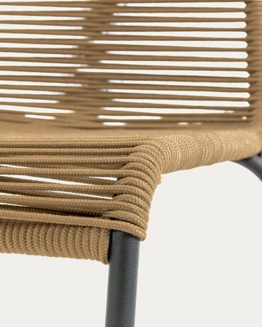 Lambton stackable chair in brown rope and steel with black finish