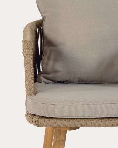 Hemlice chair in beige rope with solid 100% FSC acacia legs