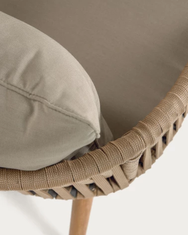 Hemlice chair in beige rope with solid 100% FSC acacia legs