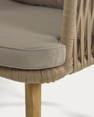 Hemlice chair in beige rope with solid 100% FSC acacia legs