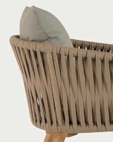 Hemlice chair in beige rope with solid 100% FSC acacia legs