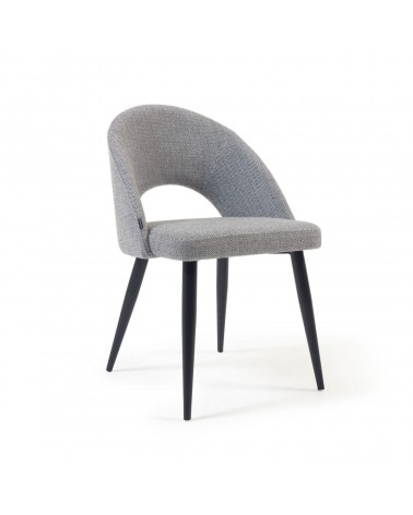 Grey Mael chair with steel legs with black finish