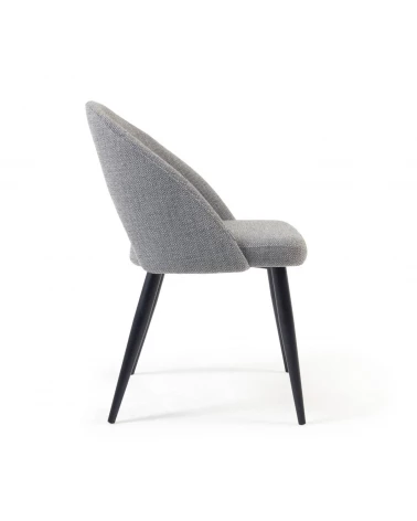 Grey Mael chair with steel legs with black finish