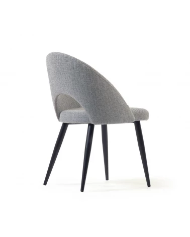 Grey Mael chair with steel legs with black finish