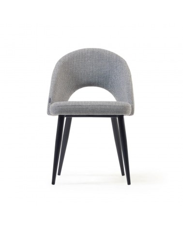 Grey Mael chair with steel legs with black finish