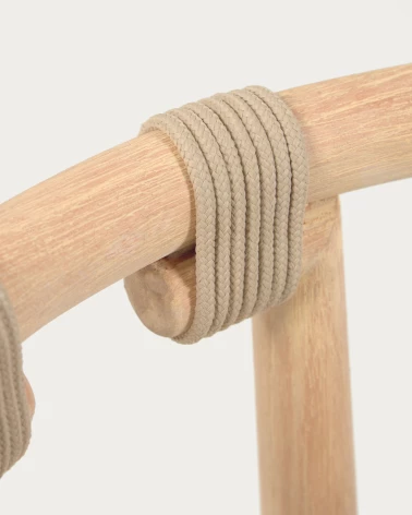 Majela stackable chair in solid 100% FSC eucalyptus with oak-effect finish and beige rope