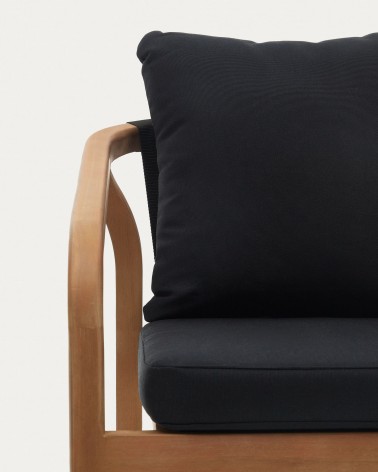 Malaret stackable chair in solid eucalyptus and black cord, FSC