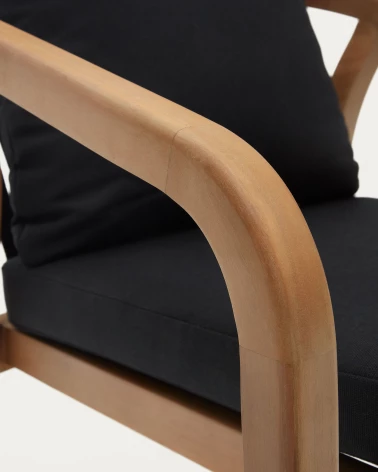 Malaret stackable chair in solid eucalyptus and black cord, FSC