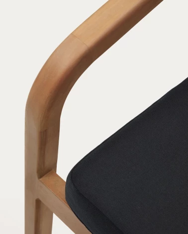 Malaret stackable chair in solid eucalyptus and black cord, FSC