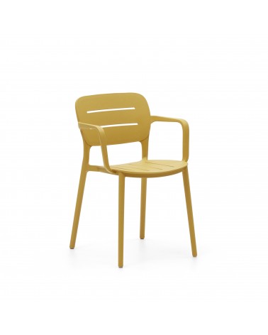 Morella stackable outdoor chair in mustard