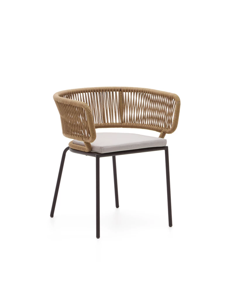 Nadin chair in beige cord with galvanised steel legs