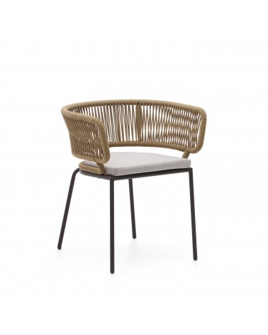 Nadin chair in beige cord with galvanised steel legs