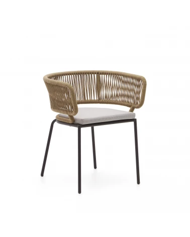 Nadin chair in beige cord with galvanised steel legs