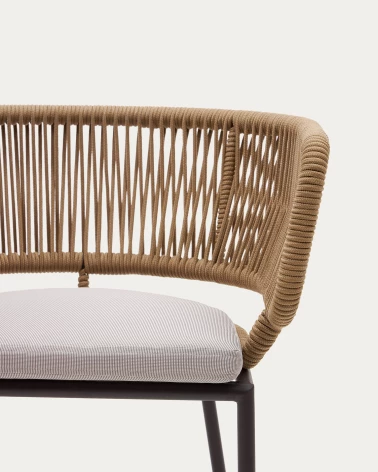 Nadin chair in beige cord with galvanised steel legs