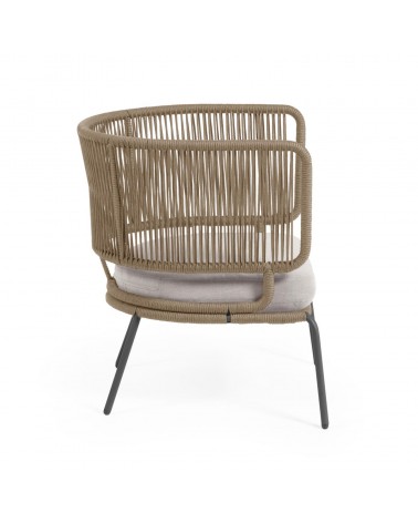 Nadin armchair in beige cord with galvanised steel legs