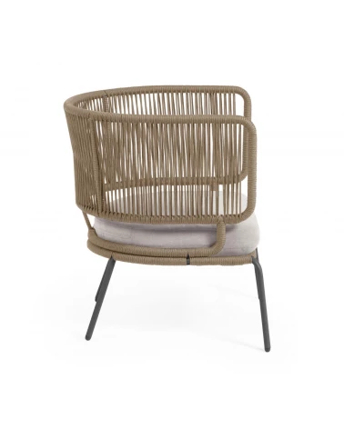 Nadin armchair in beige cord with galvanised steel legs