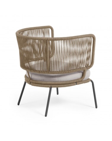 Nadin armchair in beige cord with galvanised steel legs