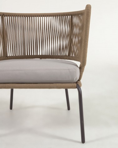 Nadin armchair in beige cord with galvanised steel legs