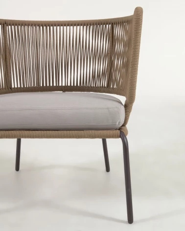 Nadin armchair in beige cord with galvanised steel legs