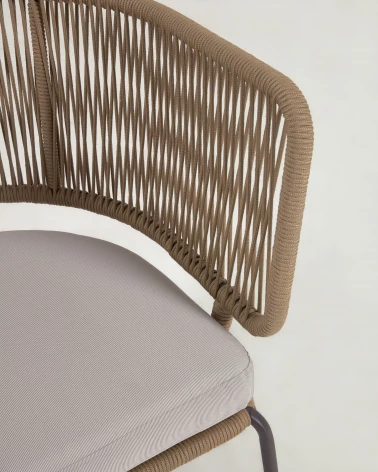 Nadin armchair in beige cord with galvanised steel legs